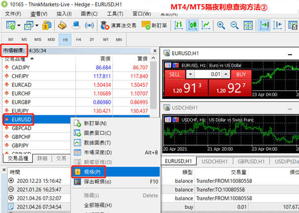 MT5外汇平台隔夜利息查询